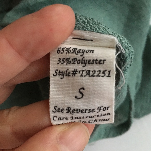 Butterfly Sleeves Ruched Blouse Blue Green Top S - Picture 6 of 7